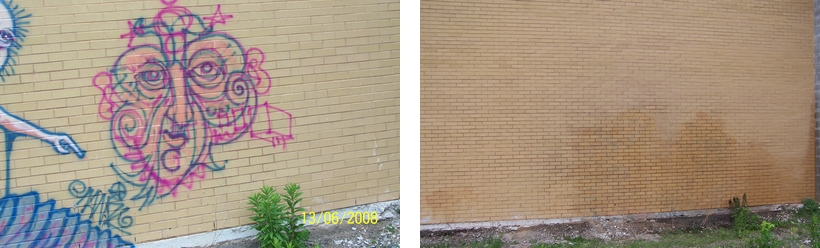 Brick surface before and after